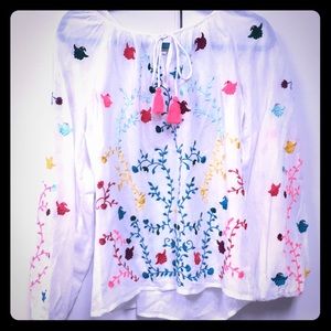 Love stitch embroidered top blouse size small